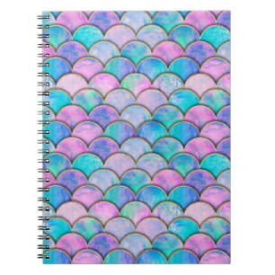 Mermaid fish scale wave japanese seamless pattern. notebook