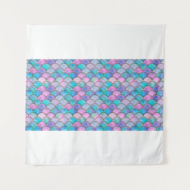 Mermaid fish scale wave japanese seamless pattern. tapestry (Front)