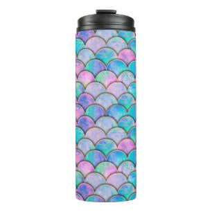 Mermaid fish scale wave japanese seamless pattern. thermal tumbler