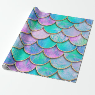 Mermaid fish scale wave japanese seamless pattern. wrapping paper
