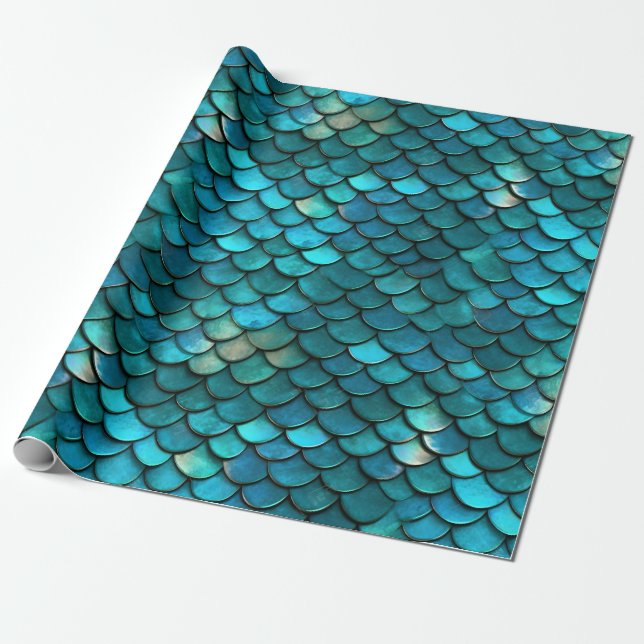 Mermaid Fish Scale Wrapping Paper (Unrolled)