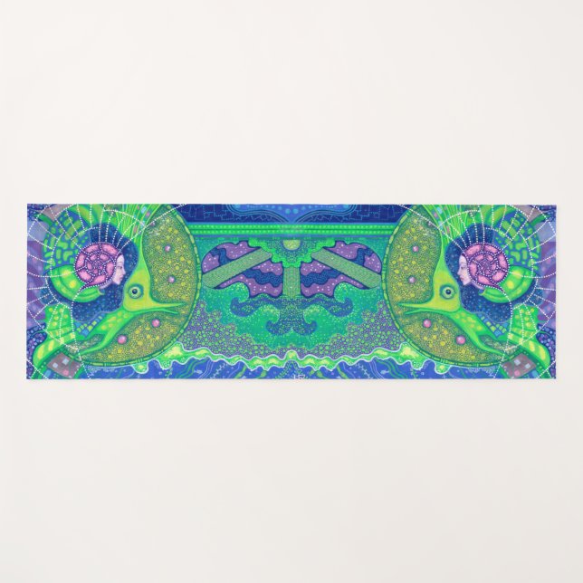 Mermaid & fish, underwater fantasy, nautical art yoga mat (Front (Horizontal))