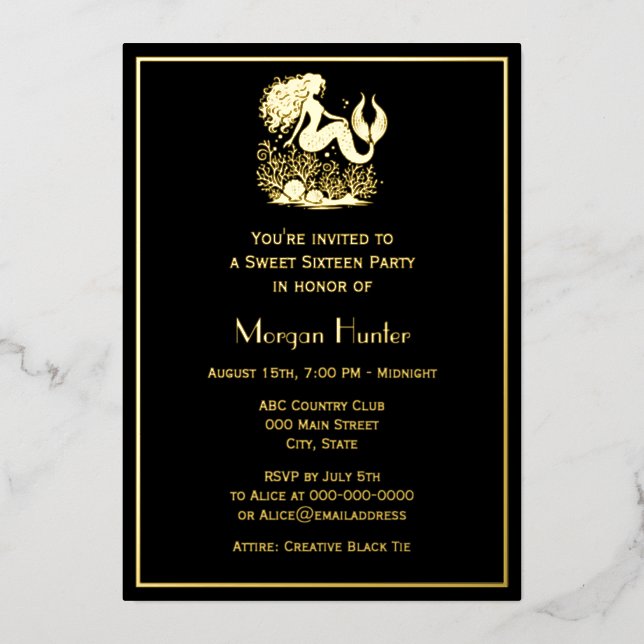 Mermaid Flowing Hair Sea Life Sweet Sixteen (Front)