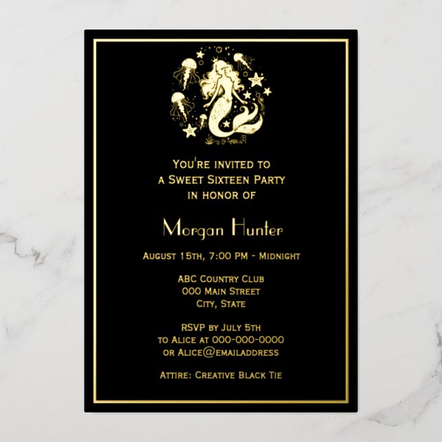 Mermaid Flowing Hair Sea Life Sweet Sixteen (Front)