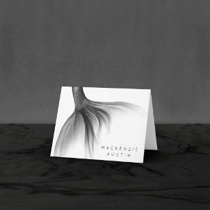 Mermaid Foil Tail Silver Faux Chrome Custom Thank You Card