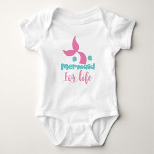Mermaid For Life, Mermaid Tail, Mermaid Silhouette Baby Bodysuit