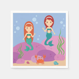 Mermaid friends swimming in the sea napkin
