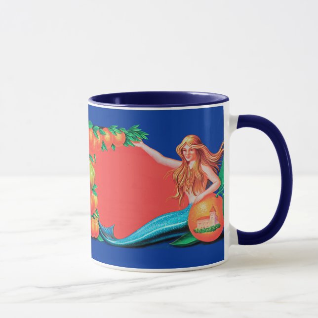 Mermaid Fruit Crate Label Art Coffee Mug (Right)