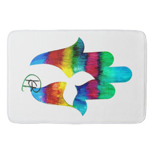 Mermaid Garden Hamsa Art Bath Mat