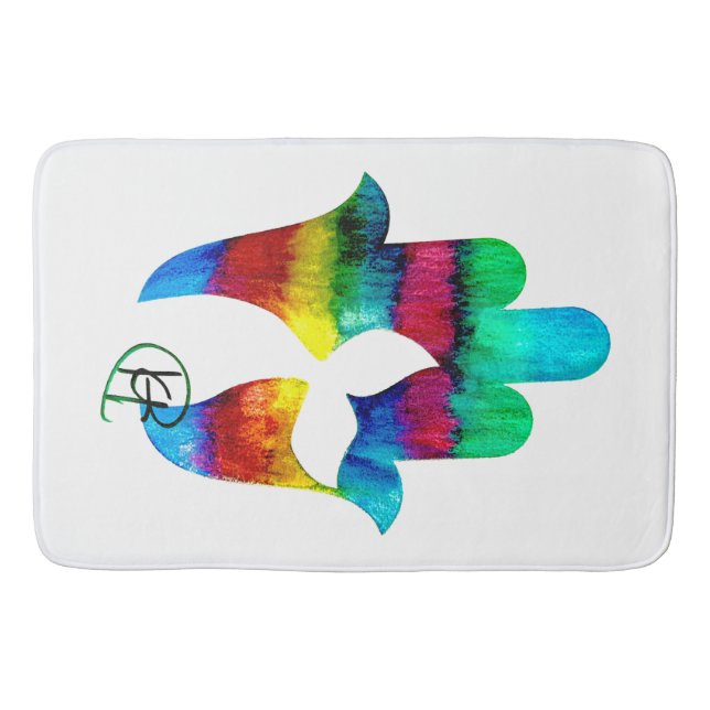 Mermaid Garden Hamsa Art Bath Mat (Front)