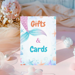 Mermaid Gift and Card Birthday Baby Shower Favour Pedestal Sign