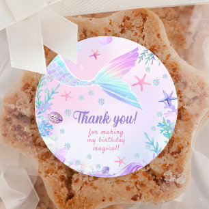 Mermaid Girl 1st Birthday Party Classic Round Sticker