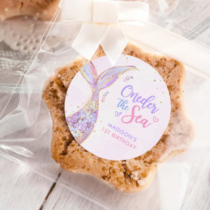 Mermaid Girl 1st Birthday Party Classic Round Sticker