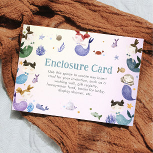 Mermaid Girl 1st Birthday Party Enclosure Card