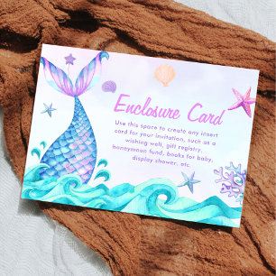 Mermaid Girl 1st Birthday Party Enclosure Card