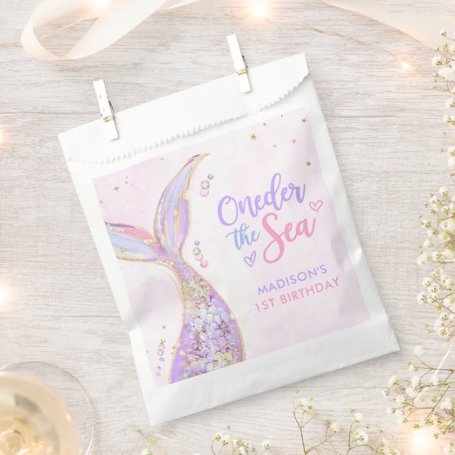 Mermaid Girl 1st Birthday Party Favour Bags (Clipped)