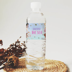 Mermaid Girl 1st Birthday Party  Water Bottle Label