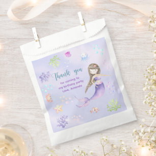Mermaid Girl 6th Birthday Party thank you Favour Bags