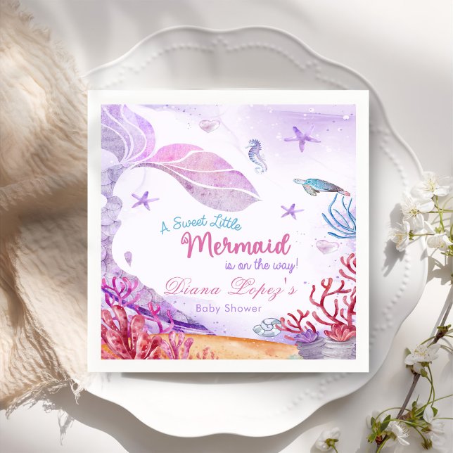 Mermaid Girl Baby Shower Party Napkin (Creator Uploaded)