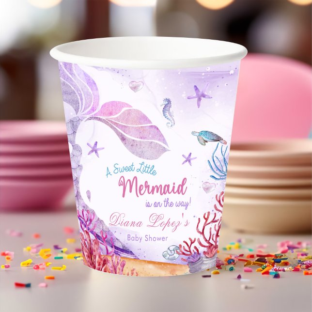 Mermaid Girl Baby Shower Party Paper Cups (Creator Uploaded)