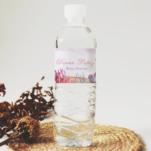 Mermaid Girl Baby Shower Party  Water Bottle Label