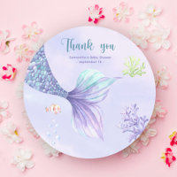 Mermaid Girl Baby Shower Thank you