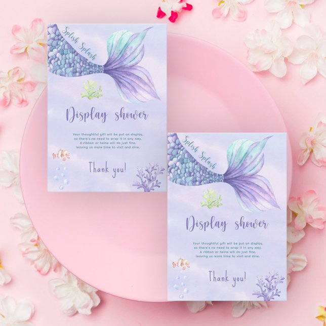 Mermaid girl baby shower ticket display shower enclosure card (Creator Uploaded)