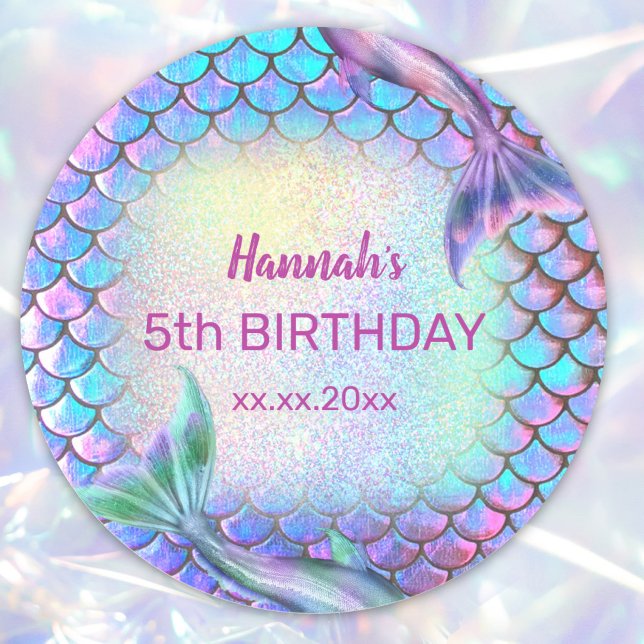 mermaid girl Birthday Classic Round Sticker (Creator Uploaded)