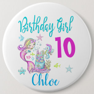 Mermaid Girl Birthday Party Group Matching Theme 6 Cm Round Badge