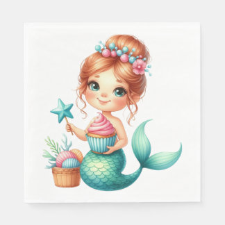 Mermaid Girl Birthday Party Napkins 🧜♀️💖