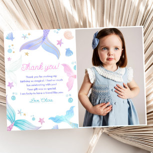 Mermaid Girl Birthday Party Thank You Card