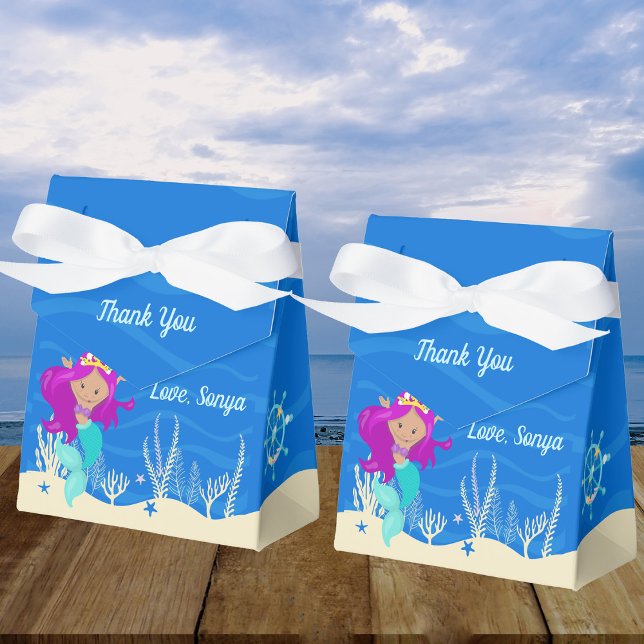 Mermaid Girl Blue Ocean Custom Birthday Party Favour Box (Creator Uploaded)