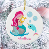 Mermaid Girl Cute Beach Narwhal Monogram Kids