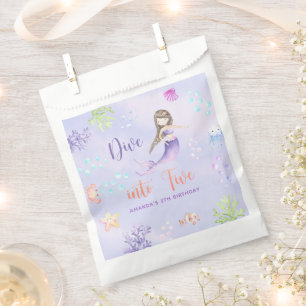 Mermaid Girl Dive Into Five 5th Birthday Party Favour Bags