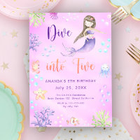 Mermaid Girl Dive Into Five 5th Birthday Party