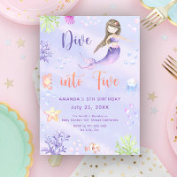 Mermaid Girl Dive Into Five 5th Birthday Party