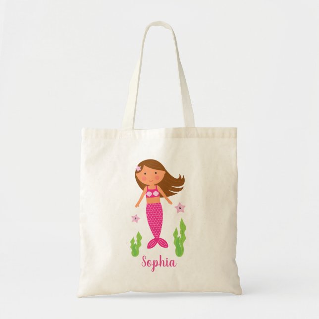 Mermaid Girl | Medium Skin,  Light Brown Hair Tote Bag (Front)