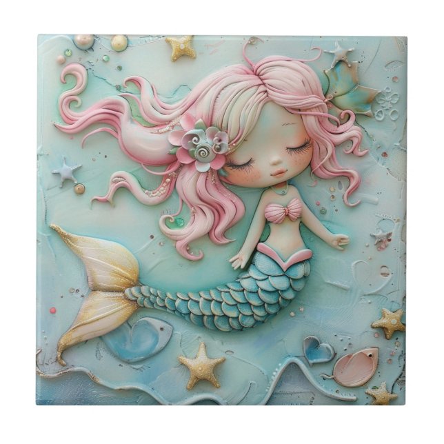 Mermaid Girl Ocean Tile (Front)