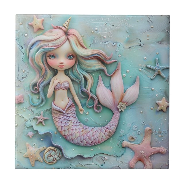 Mermaid Girl Ocean Tile (Front)