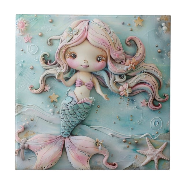 Mermaid Girl Ocean Tile (Front)
