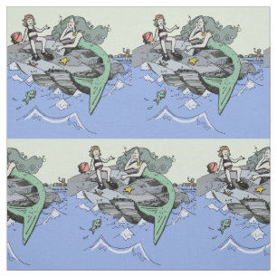 Mermaid Girl Summer Beach Friendship Whimsical Fabric