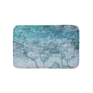 Mermaid Girl Teal Green Blue Nautical Ocean Waves Bath Mat