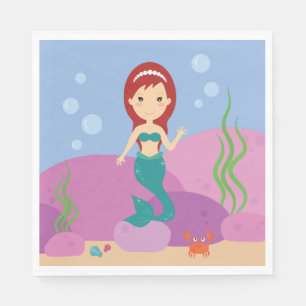 Mermaid girl underwater sea landscape  napkin