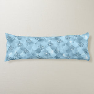 Mermaid Glam Scale   Dusty Ice Blue Sheen Lustre Body Cushion