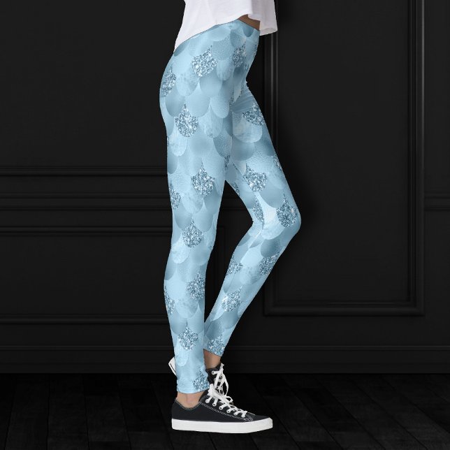 Mermaid Glam Scale | Dusty Ice Blue Sheen Lustre Leggings (Creator Uploaded)