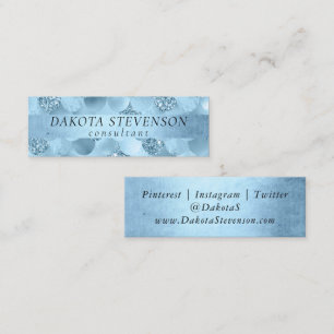 Mermaid Glam Scale Ice Blue Sparkle Social Media Mini Business Card