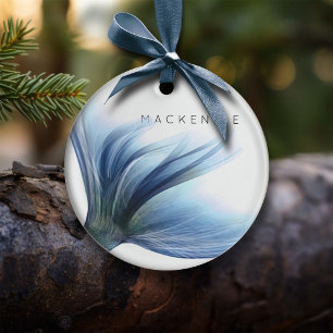Mermaid Glam Tail   Dusty Ice Blue Lustre Custom Ceramic Tree Decoration