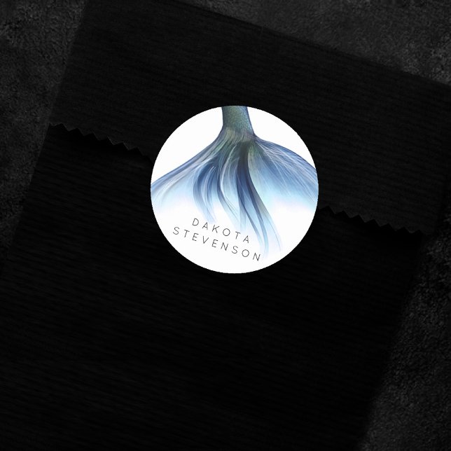 Mermaid Glam Tail | Dusty Ice Blue Lustre Custom Classic Round Sticker (Creator Uploaded)