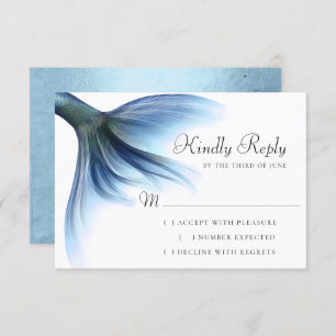 Mermaid Glam Tail   Dusty Ice Blue Lustre Sheen RSVP Card