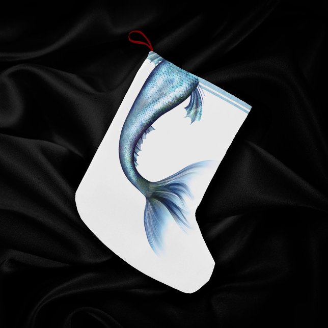 Mermaid Glam Tail | Dusty Ice Blue Lustre Sheen Small Christmas Stocking (Creator Uploaded)